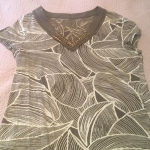 Green T shirt with beading